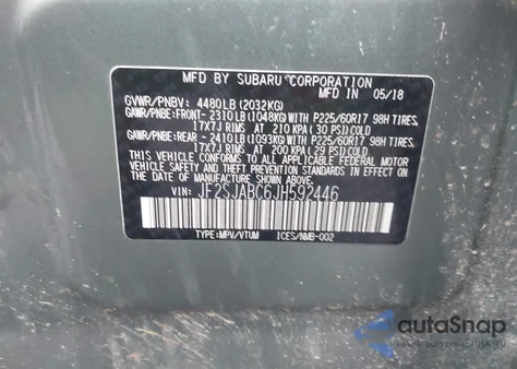 2018 Subaru Forester 2.5I from USA, damaged, VIN JF2SJABC6JH592446